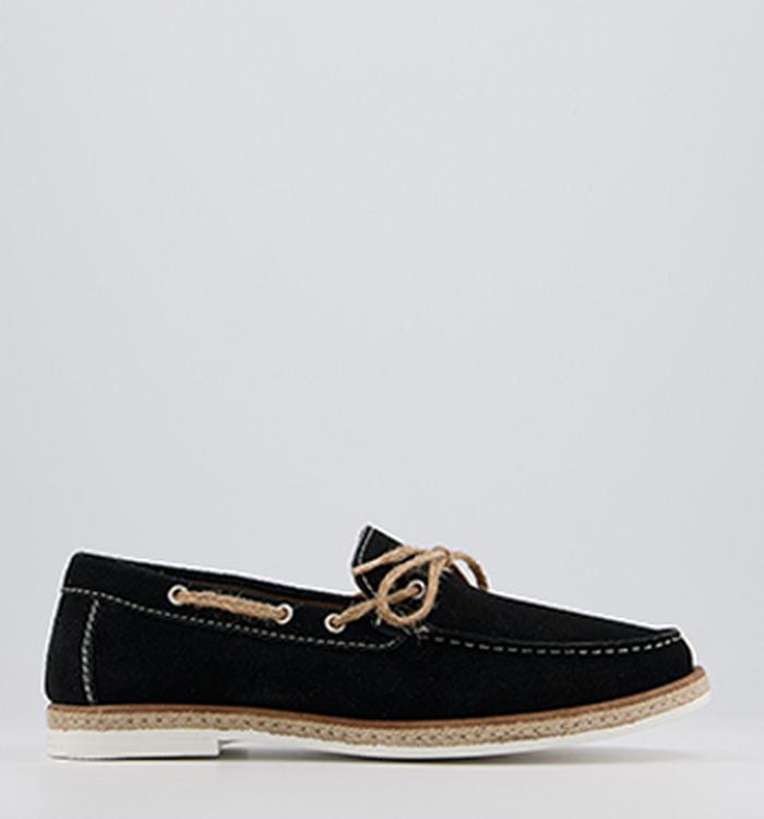 Walk London Bahama Lace Loafers Black Suede