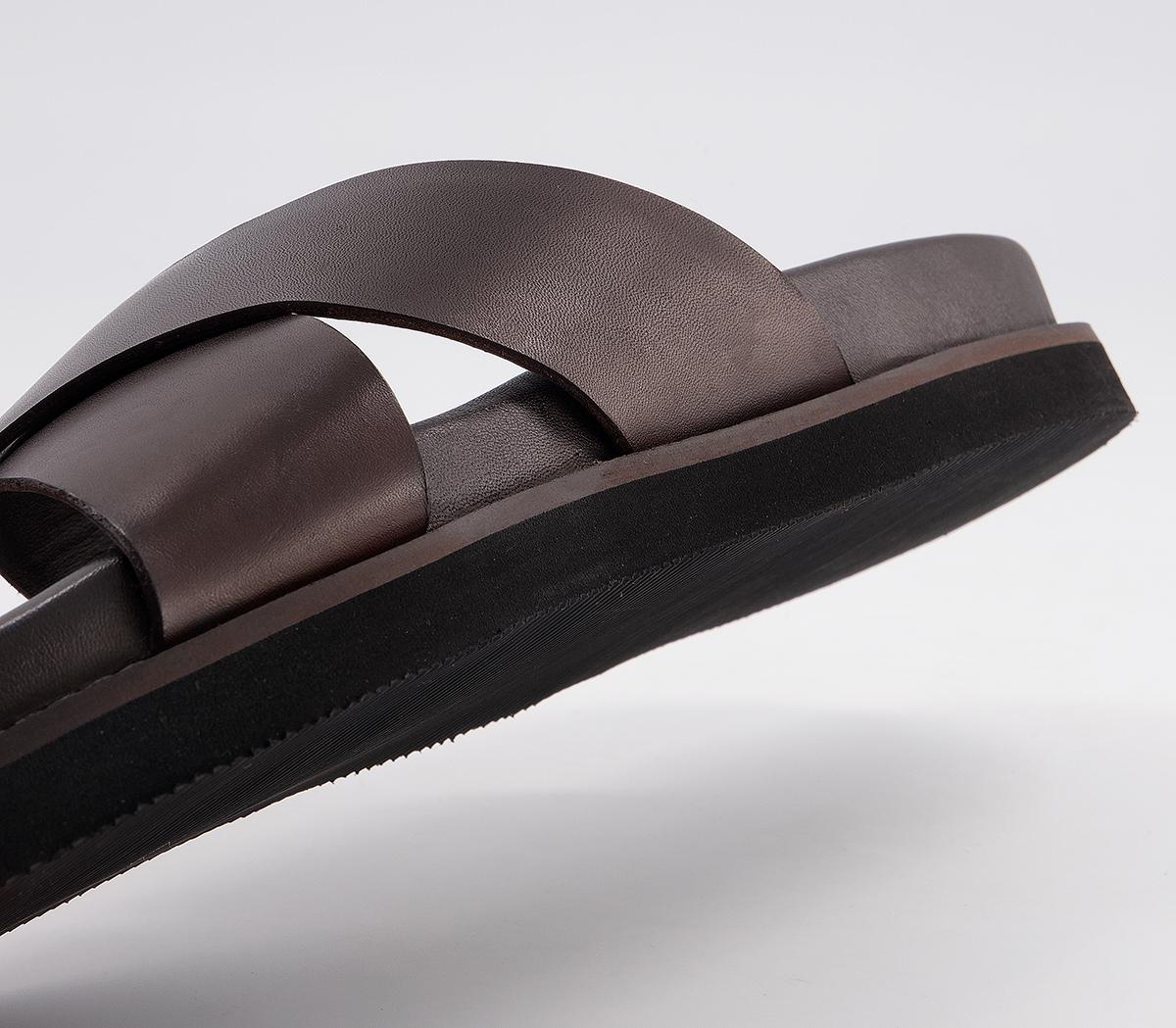 Walk London Tommy Sandals Brown Leather - Men display picture 2