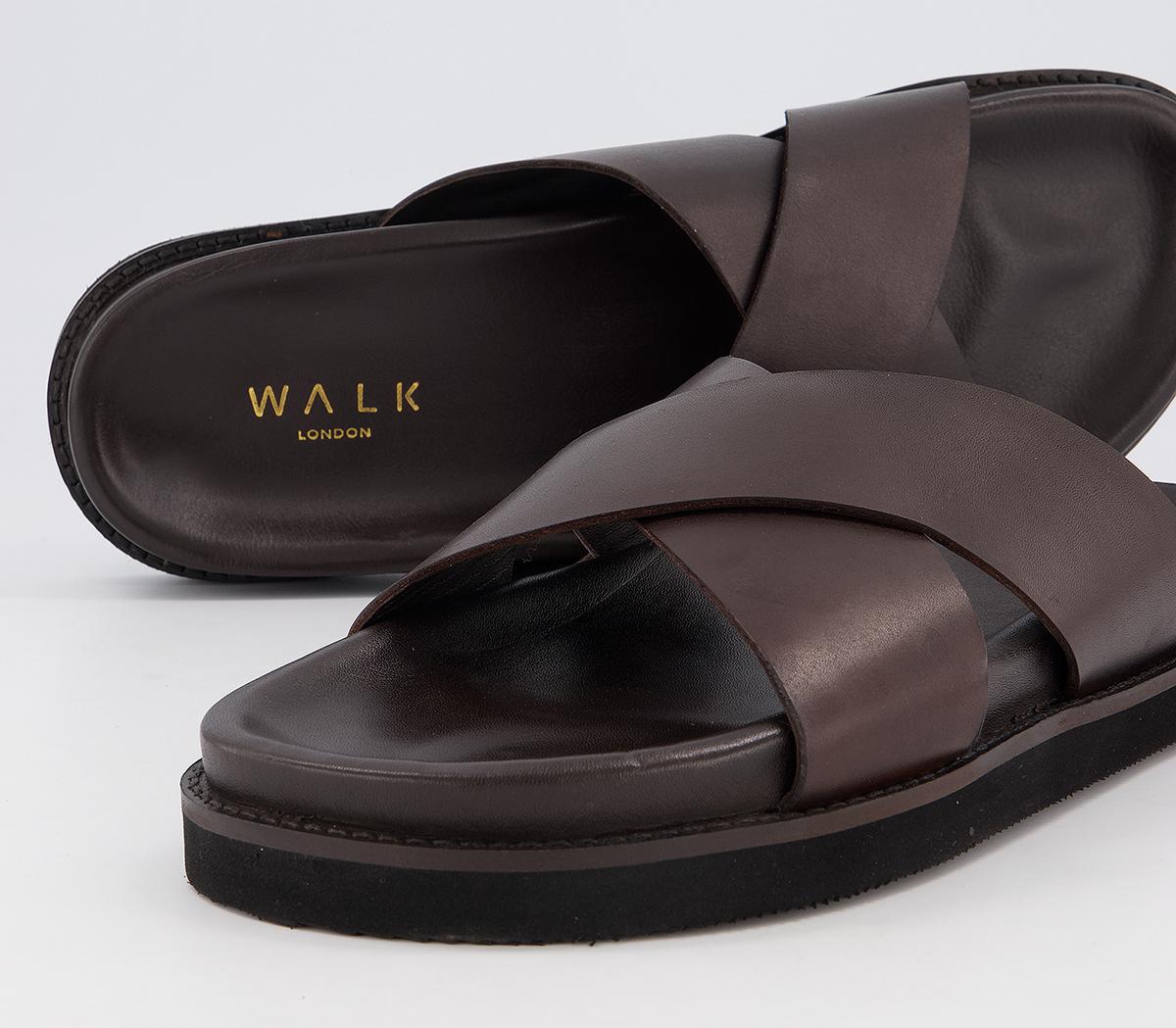 Walk London Tommy Sandals Brown Leather - Men display picture 3
