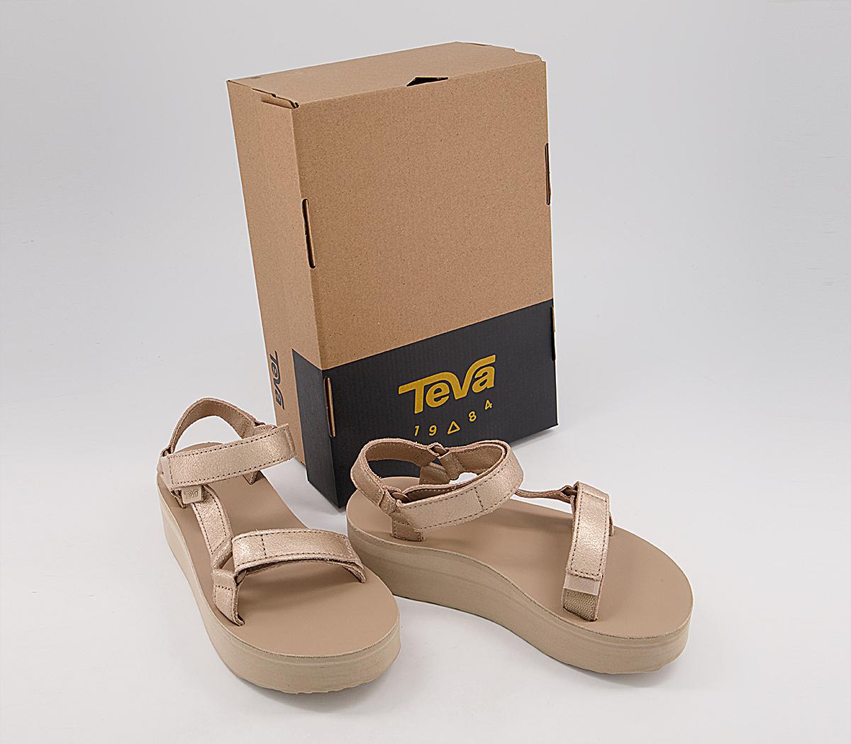 TevaFlatform Leather SandalsChampagne