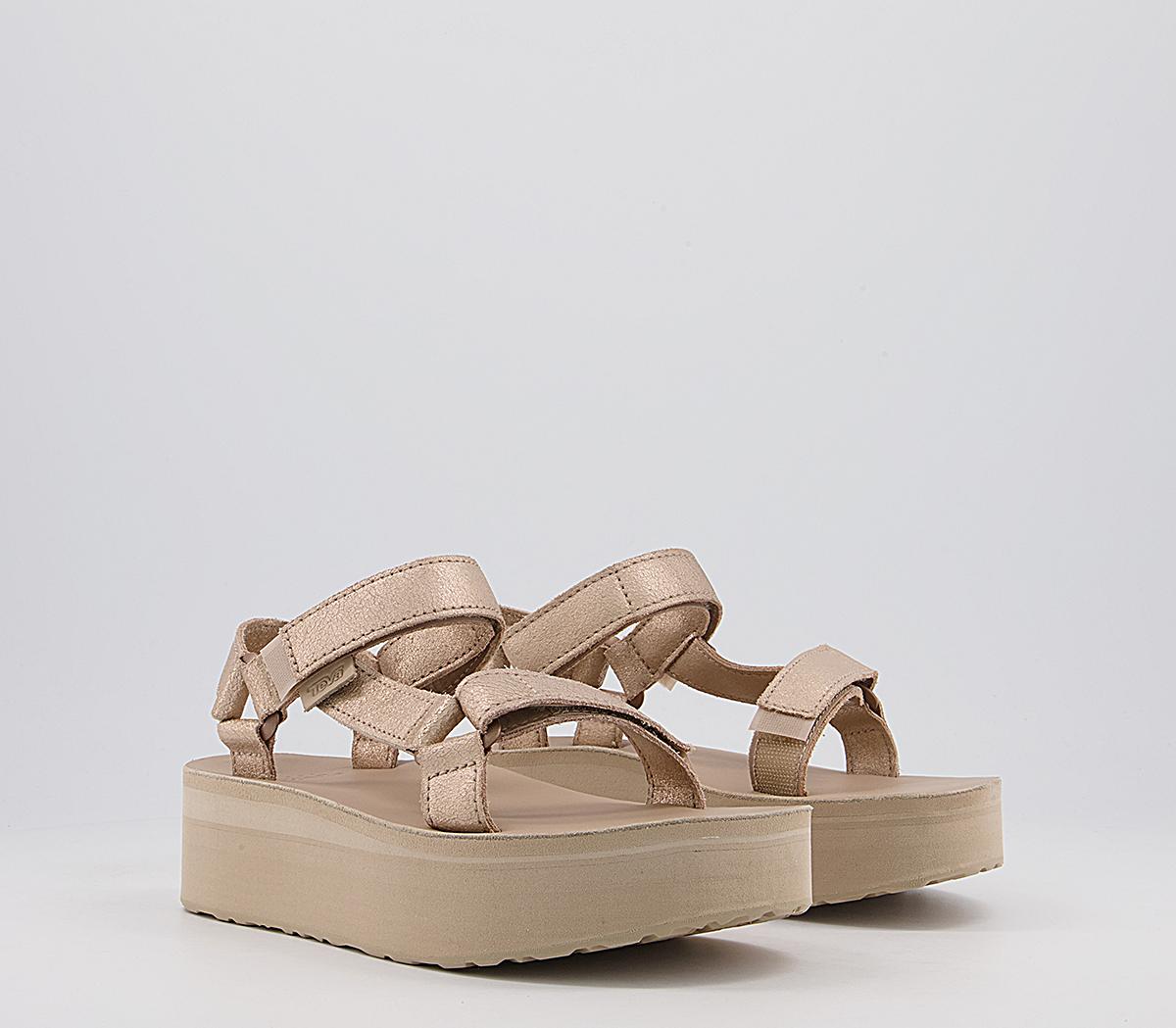 TevaFlatform Leather SandalsChampagne