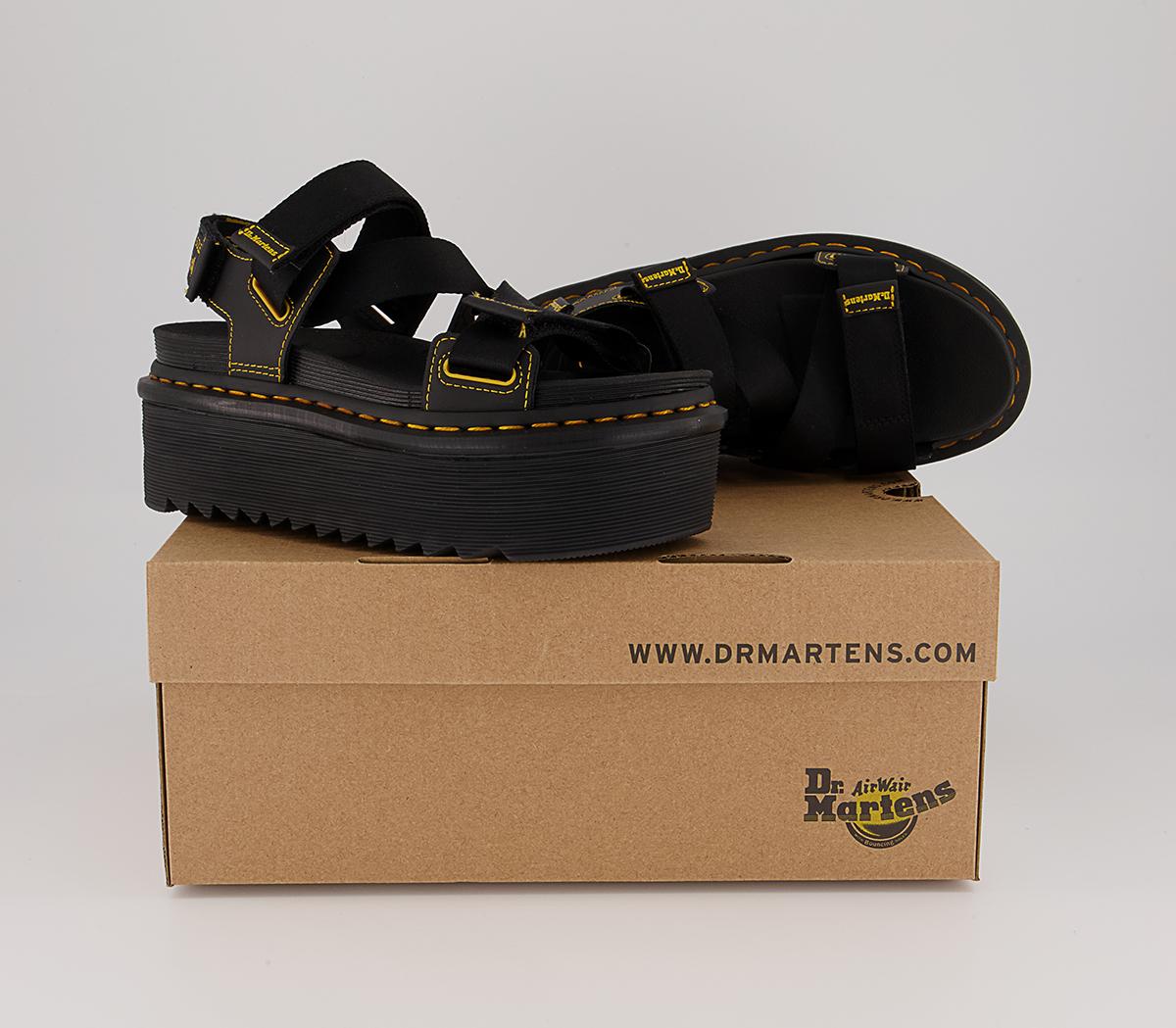 Dr. Martens Kimber Platform Sandals Black Webbing - Womenâs Sandals