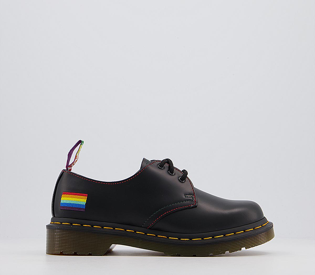 Dr. Martens 1461 Pride 3 Eye Shoes W Black Smooth - Flat Shoes for