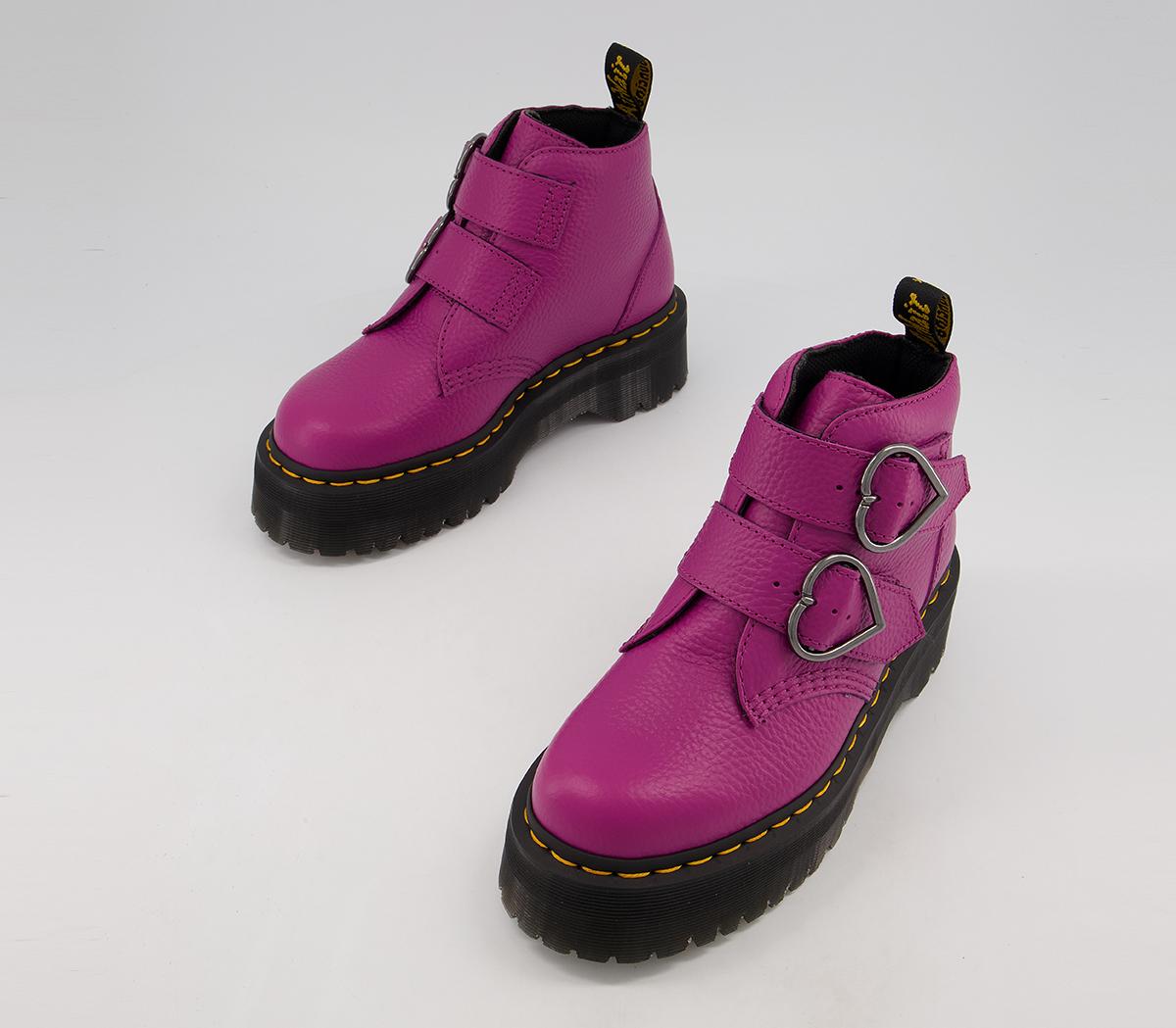 Dr. Martens Devon Heart Boots Fuchsia - Women's Ankle Boots
