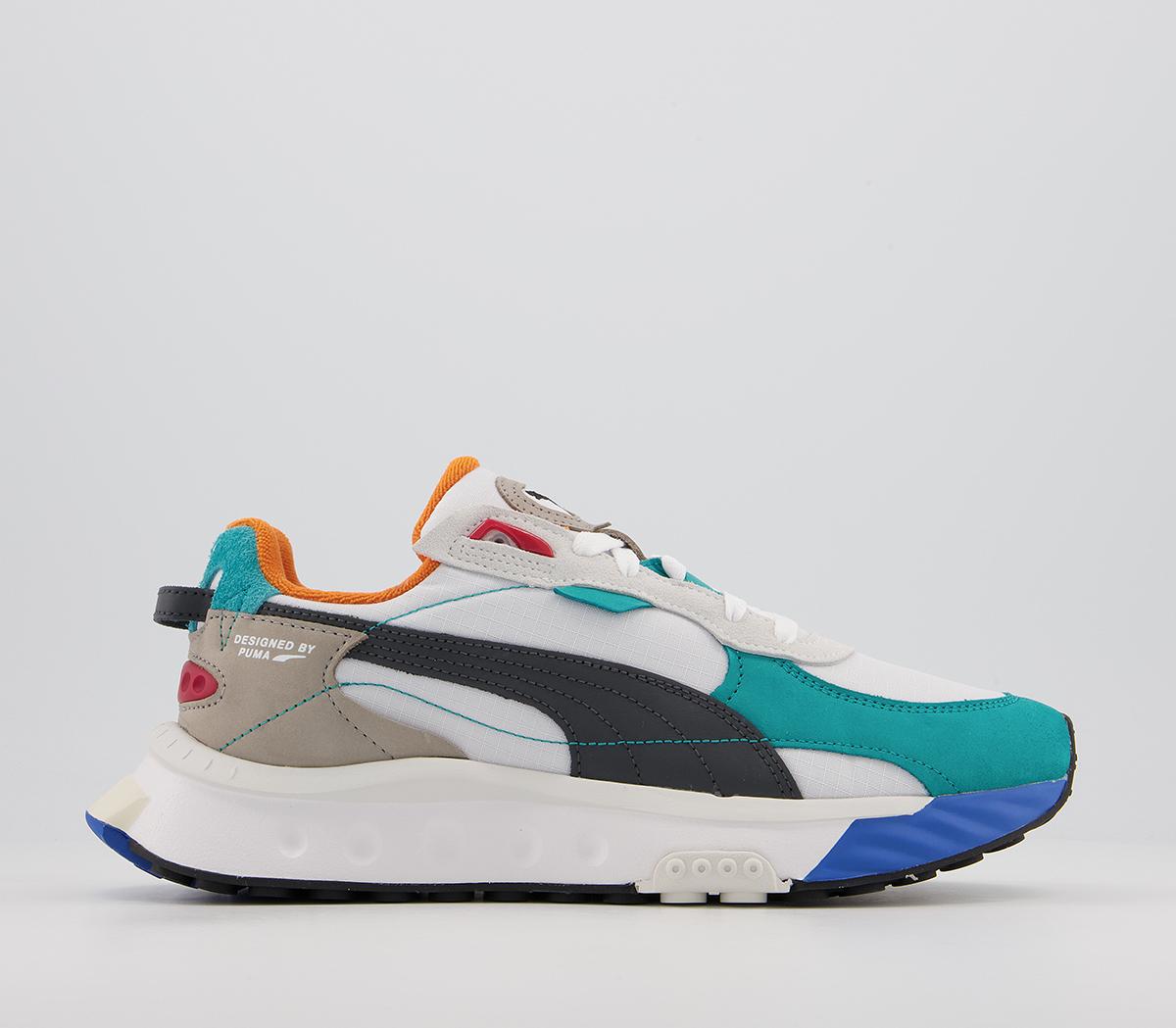 PUMA Wild Rider Trainers White Green - Men's Trainers