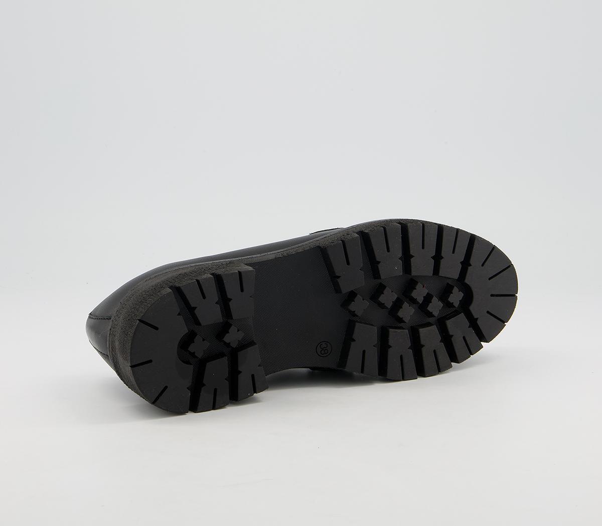 Office Frill Chunky Padded Loafer Shoes Office Frill Chunky Padded Loafer Shoes Black Leather Croc Mix