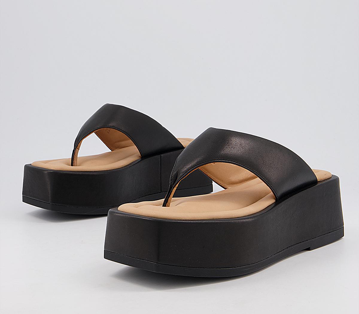 Atelier by Vagabond Juno Toe Thong Platform Sandals Black