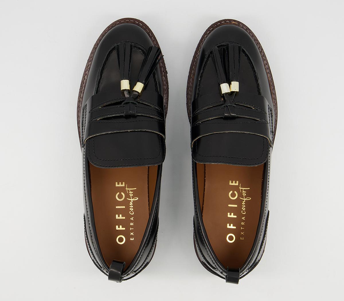 Office Fundamental Cleated Tassel Loafer Shoes Office Fundamental Cleated Tassel Loafer Shoes Black Leather