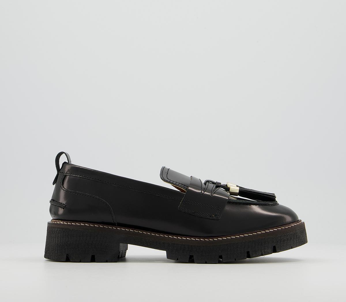 OfficeFundamental Cleated Tassel Loafer ShoesBlack Leather