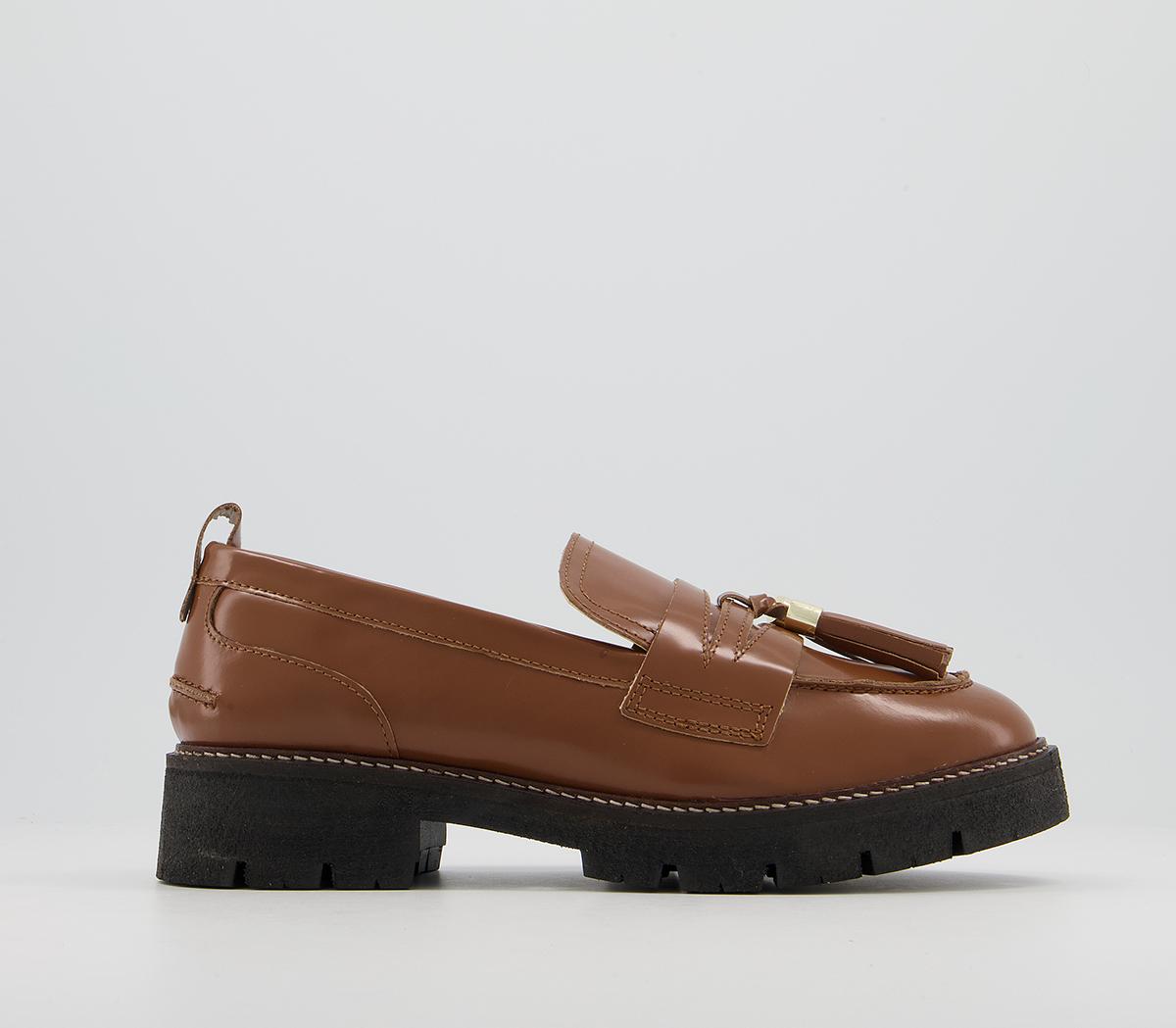 Office Fundamental Cleated Tassel Loafer Shoes Office Fundamental Cleated Tassel Loafer Shoes Brown Leather