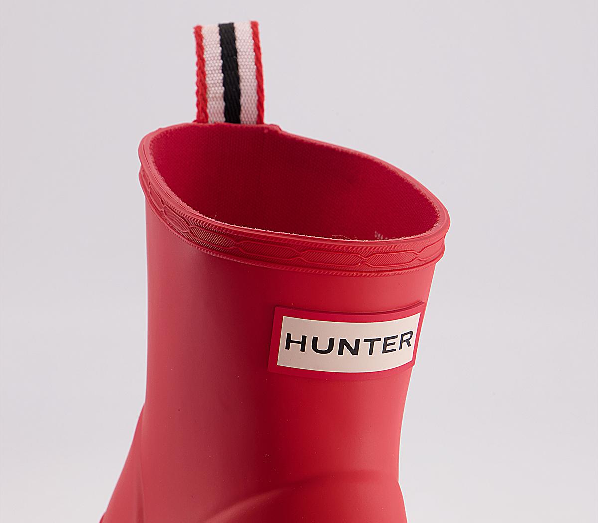 Hunter Original Play Short Boots Logo Red - Women's Ankle Boots