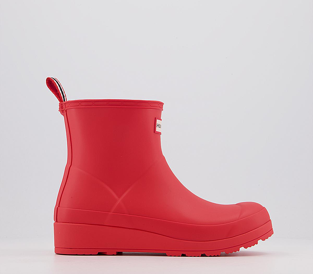 Hunter Original Play Short Boots Logo Red - Women's Ankle Boots
