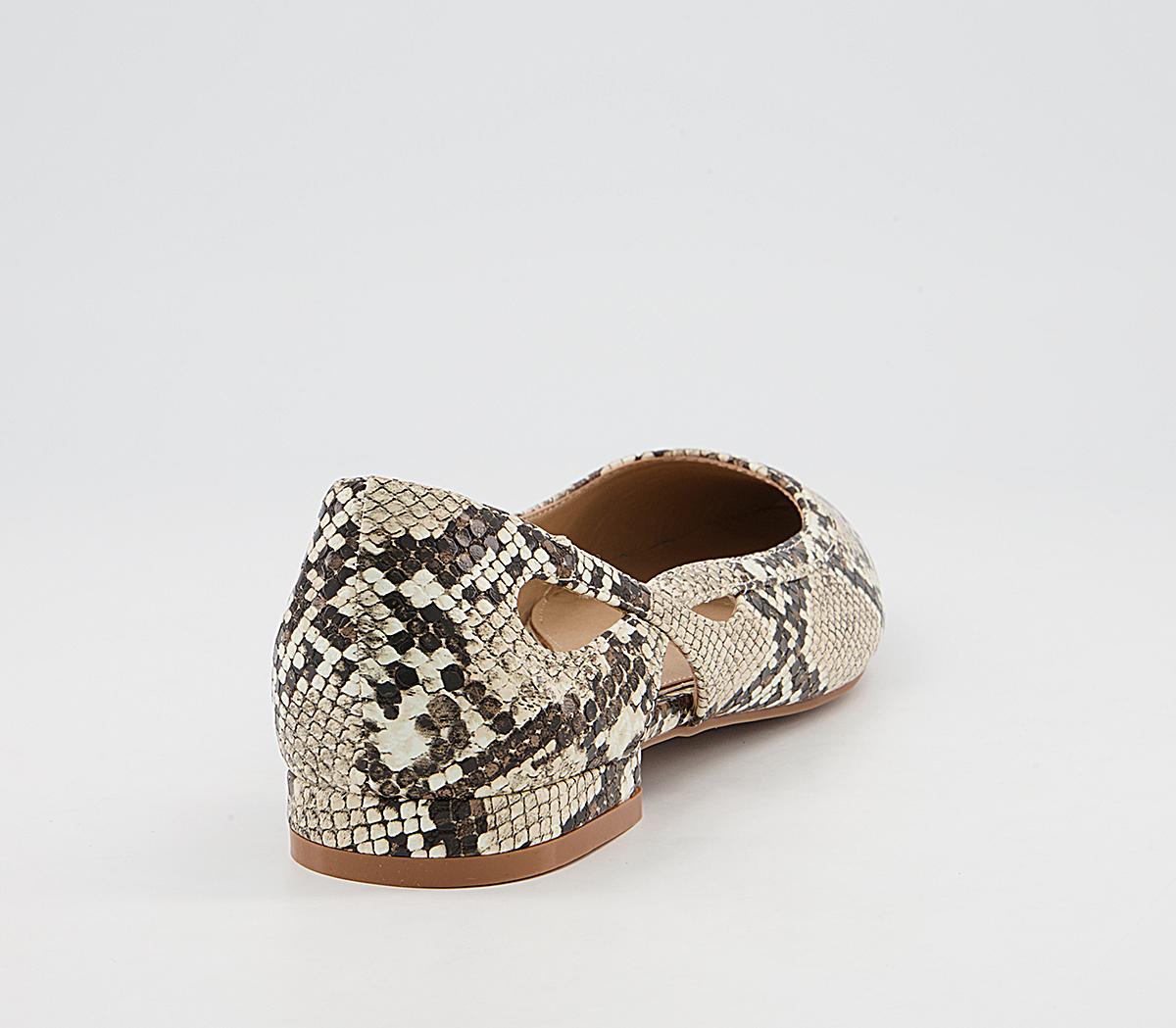 Office Fading Feature Pointed Flat Pumps Office Fading Feature Pointed Flat Pumps Natural Snake