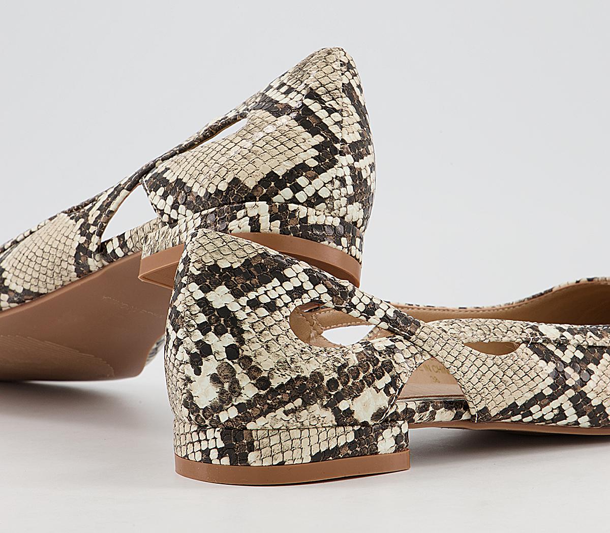 Office Fading Feature Pointed Flat Pumps Office Fading Feature Pointed Flat Pumps Natural Snake
