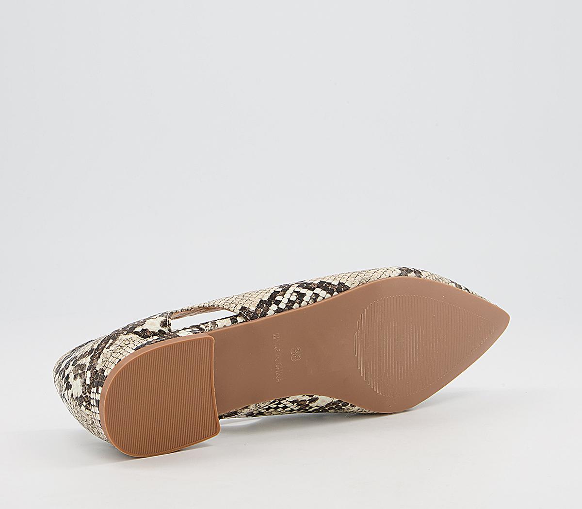 Office Fading Feature Pointed Flat Pumps Office Fading Feature Pointed Flat Pumps Natural Snake