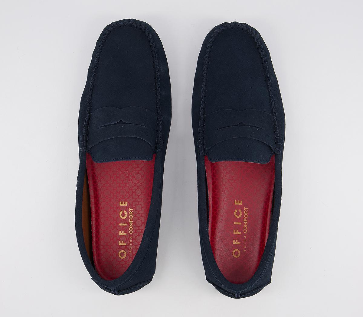 OFFICE Cruz Suede Penny Drivers Navy Suede - Men's Casual Shoes