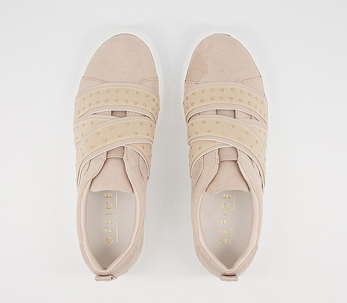 Office Fume Multi Elastic Slip On Trainers Office Fume Multi Elastic Slip On Trainers Taupe Gold Hardware