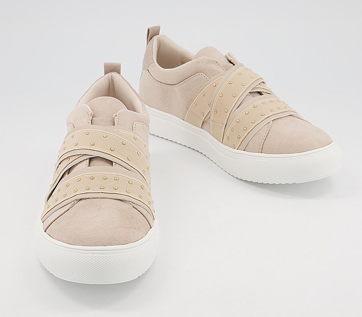 Office Fume Multi Elastic Slip On Trainers Office Fume Multi Elastic Slip On Trainers Taupe Gold Hardware