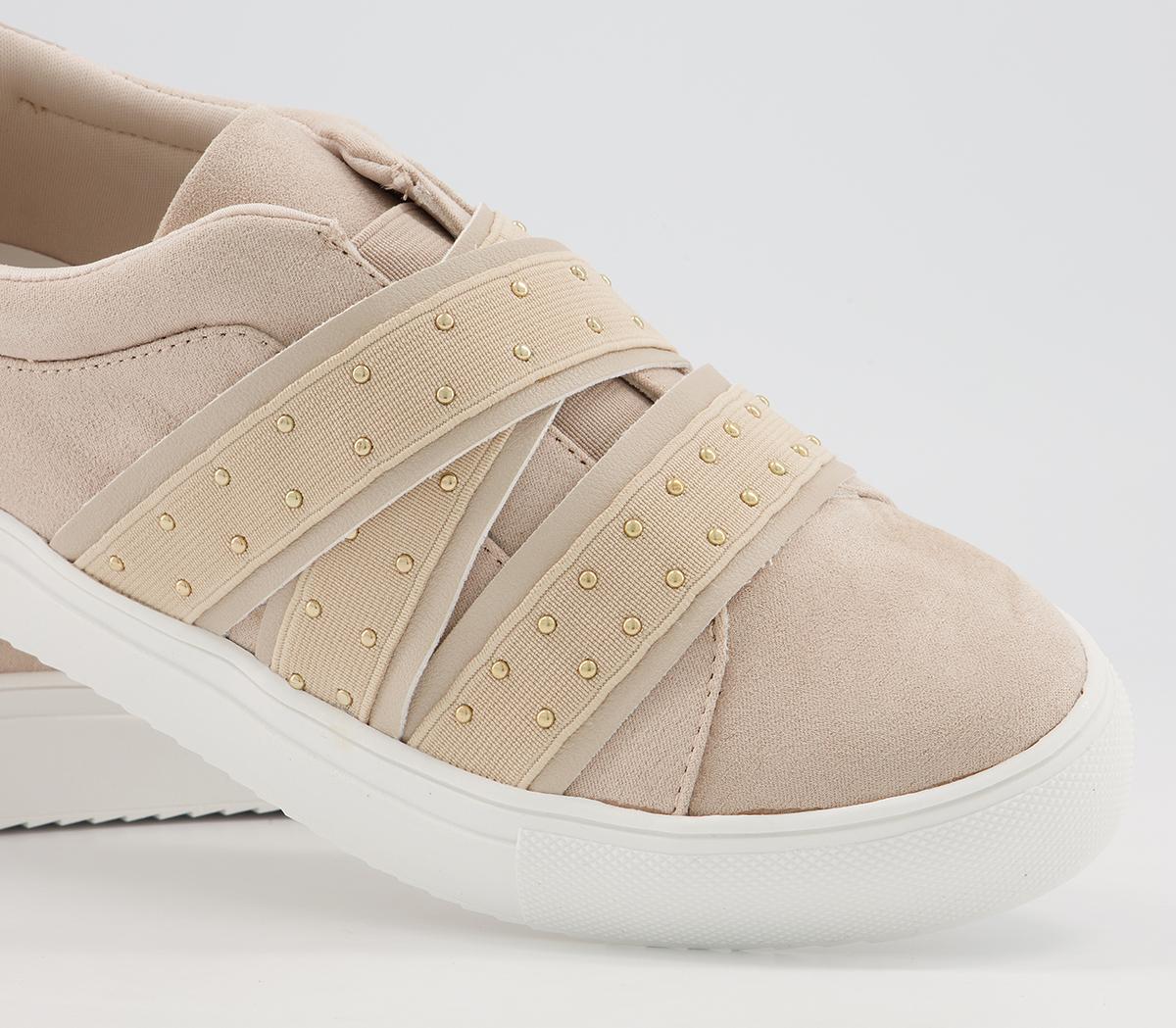 Office Fume Multi Elastic Slip On Trainers Office Fume Multi Elastic Slip On Trainers Taupe Gold Hardware