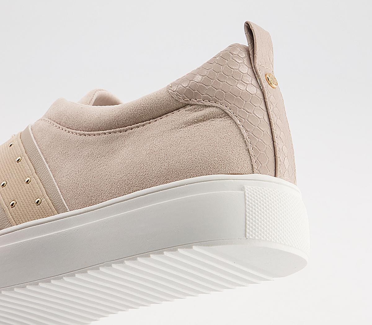 Office Fume Multi Elastic Slip On Trainers Office Fume Multi Elastic Slip On Trainers Taupe Gold Hardware