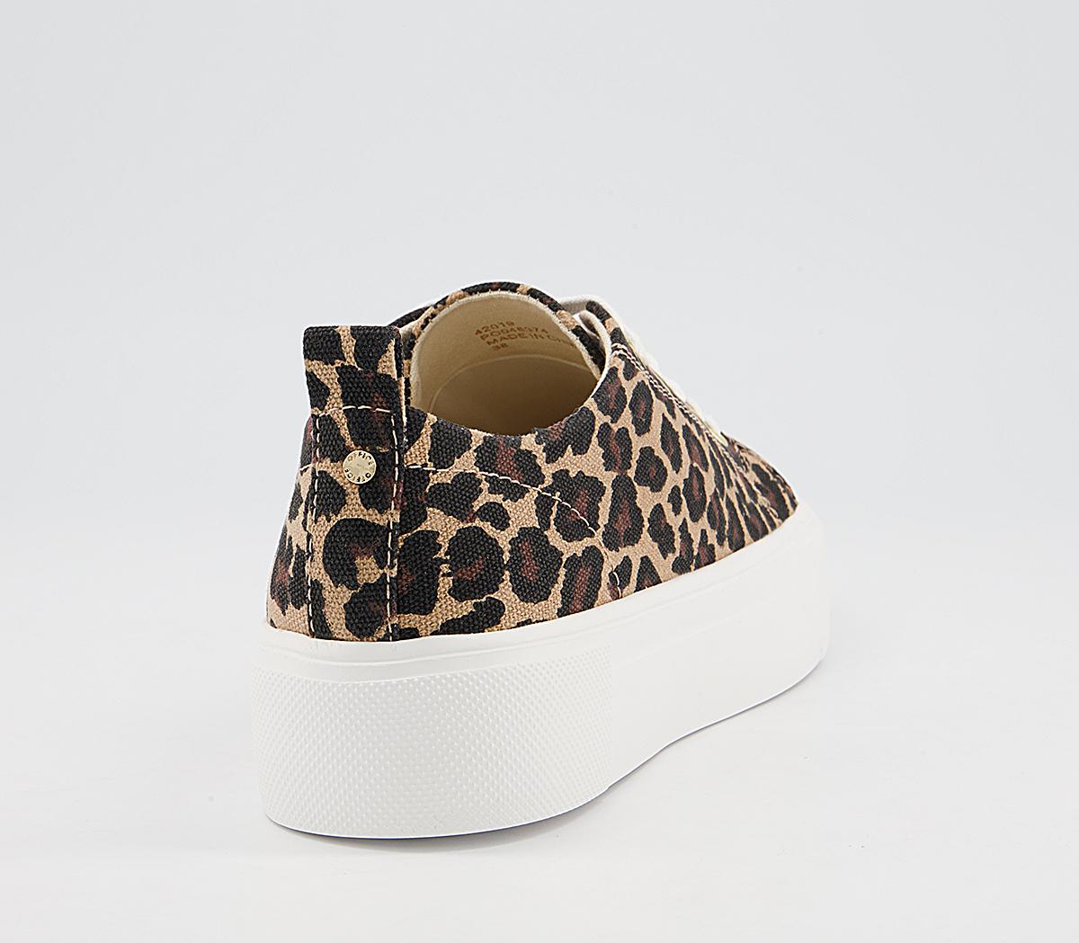 Office Fazing Flatform Lace Up Trainers Office Fazing Flatform Lace Up Trainers Leopard Canvas