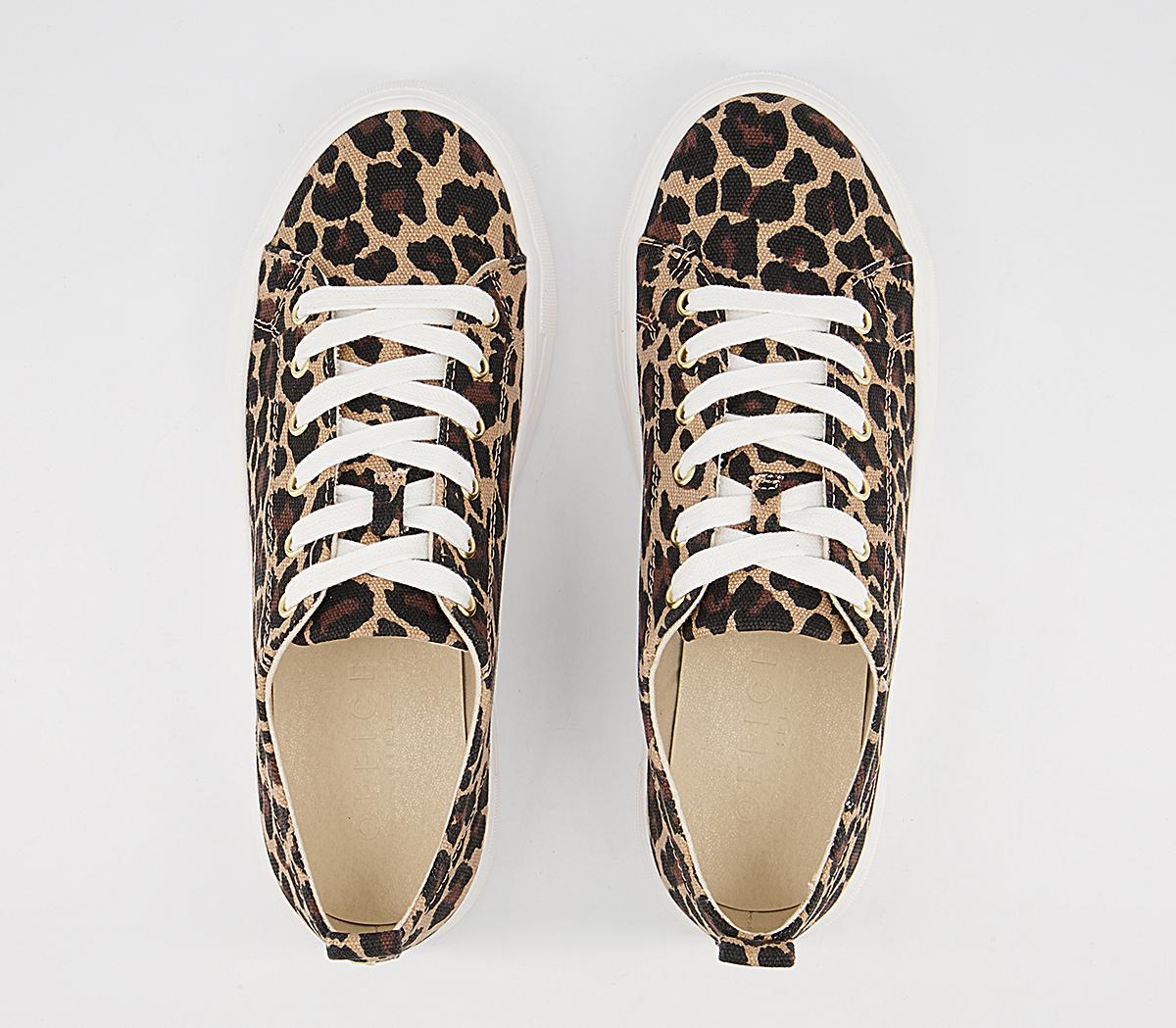 Office Fazing Flatform Lace Up Trainers Office Fazing Flatform Lace Up Trainers Leopard Canvas