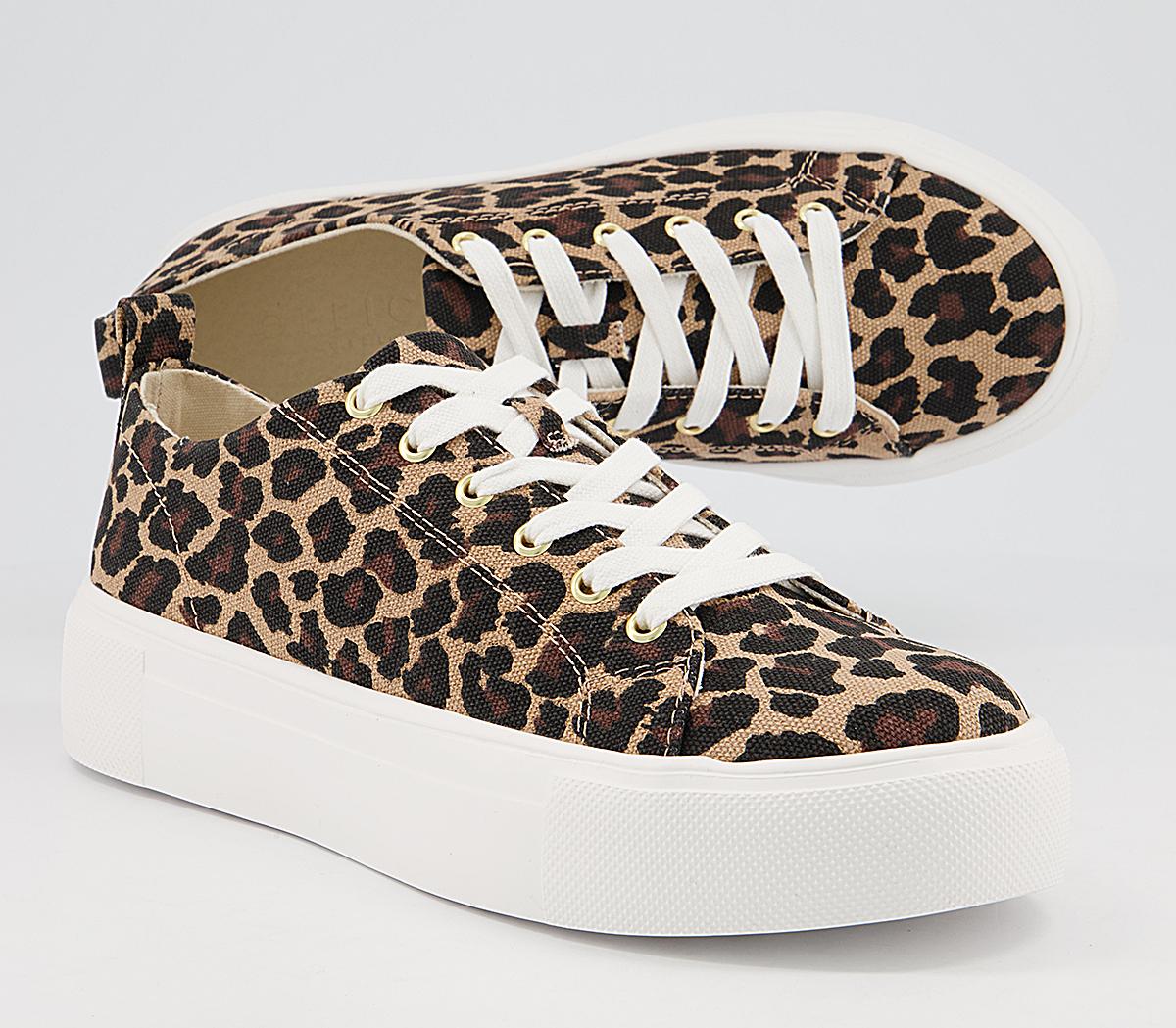 Office Fazing Flatform Lace Up Trainers Office Fazing Flatform Lace Up Trainers Leopard Canvas