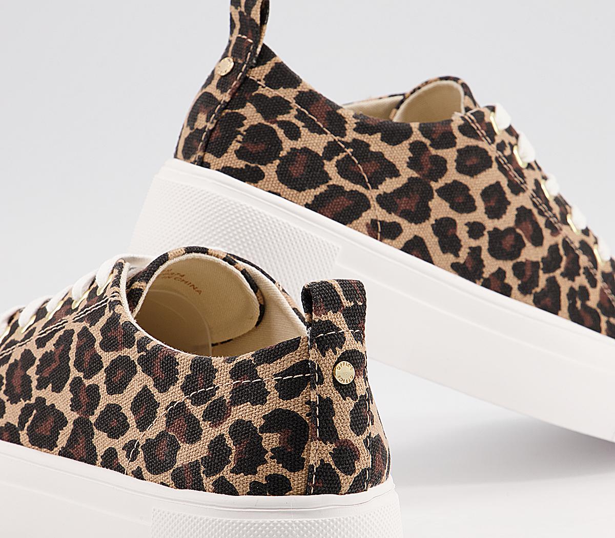 Office Fazing Flatform Lace Up Trainers Office Fazing Flatform Lace Up Trainers Leopard Canvas