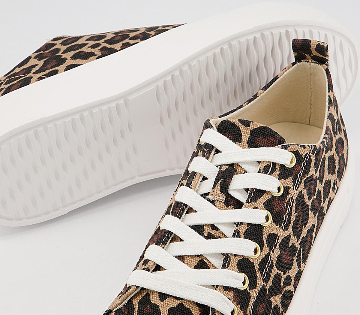 Office Fazing Flatform Lace Up Trainers Office Fazing Flatform Lace Up Trainers Leopard Canvas