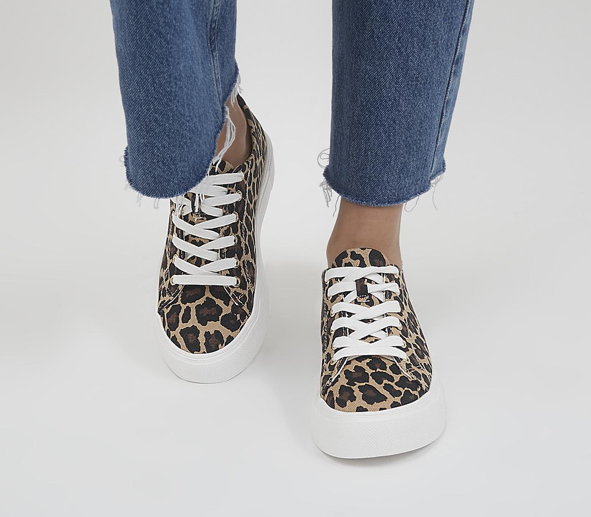 OfficeFazing Flatform Lace Up TrainersLeopard Canvas