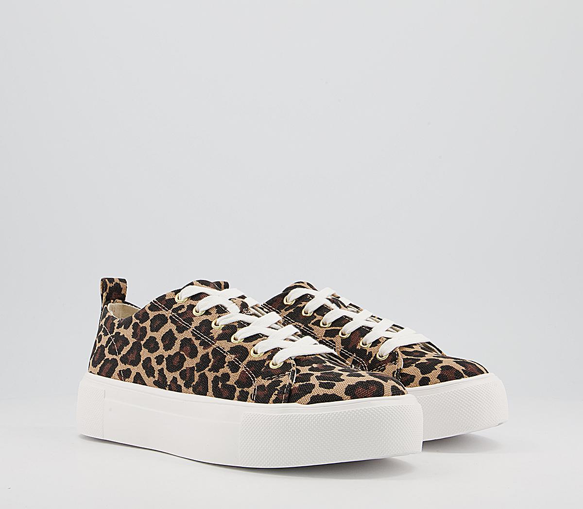 Office Fazing Flatform Lace Up Trainers Office Fazing Flatform Lace Up Trainers Leopard Canvas
