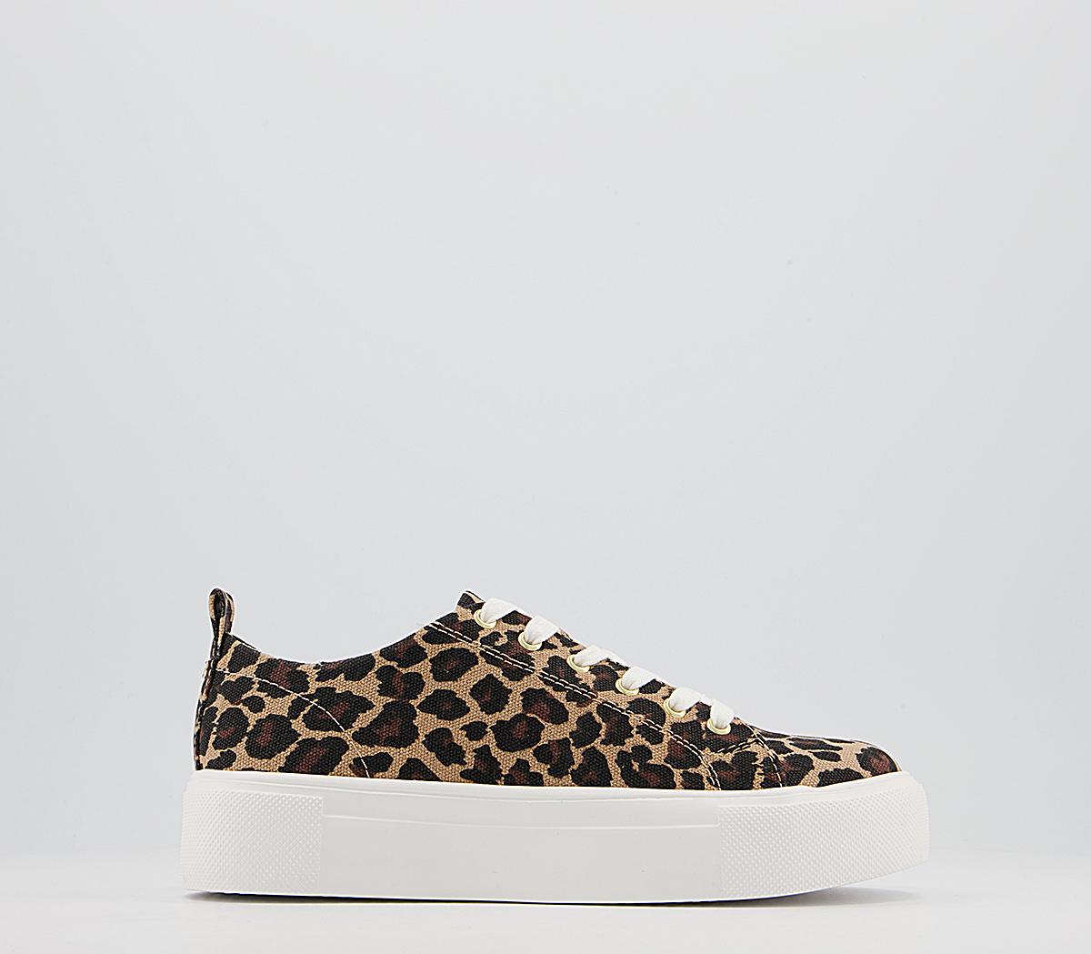 Office Fazing Flatform Lace Up Trainers Office Fazing Flatform Lace Up Trainers Leopard Canvas