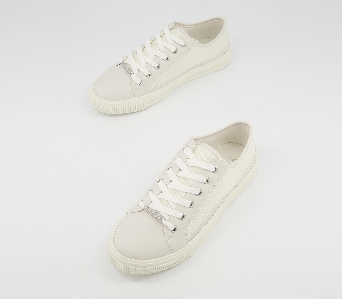 Office Finest Canvas Lace Up Trainers Office Finest Canvas Lace Up Trainers Off White Canvas Mix