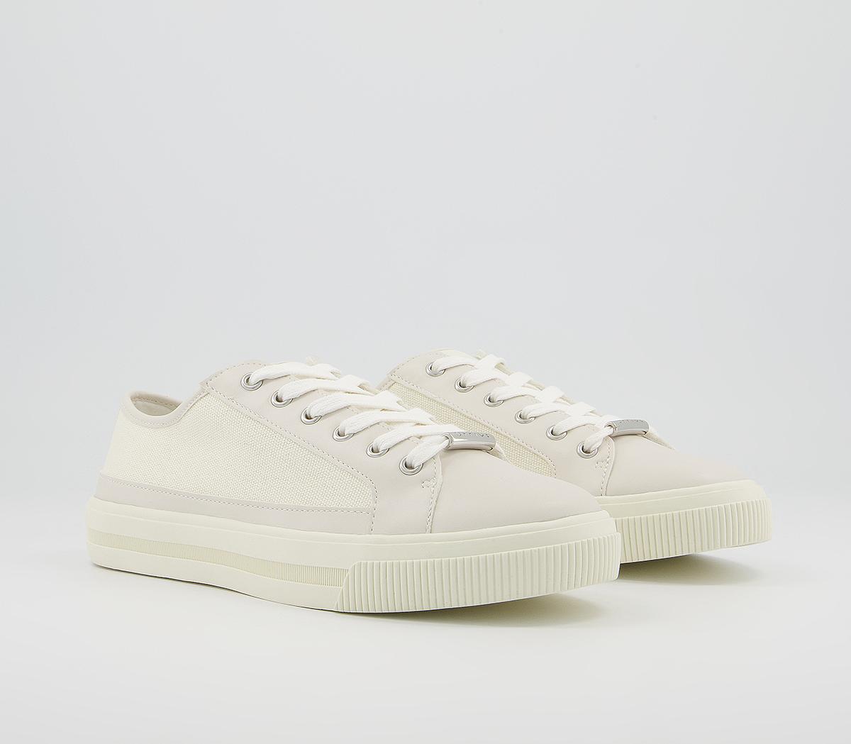 Office Finest Canvas Lace Up Trainers Office Finest Canvas Lace Up Trainers Off White Canvas Mix