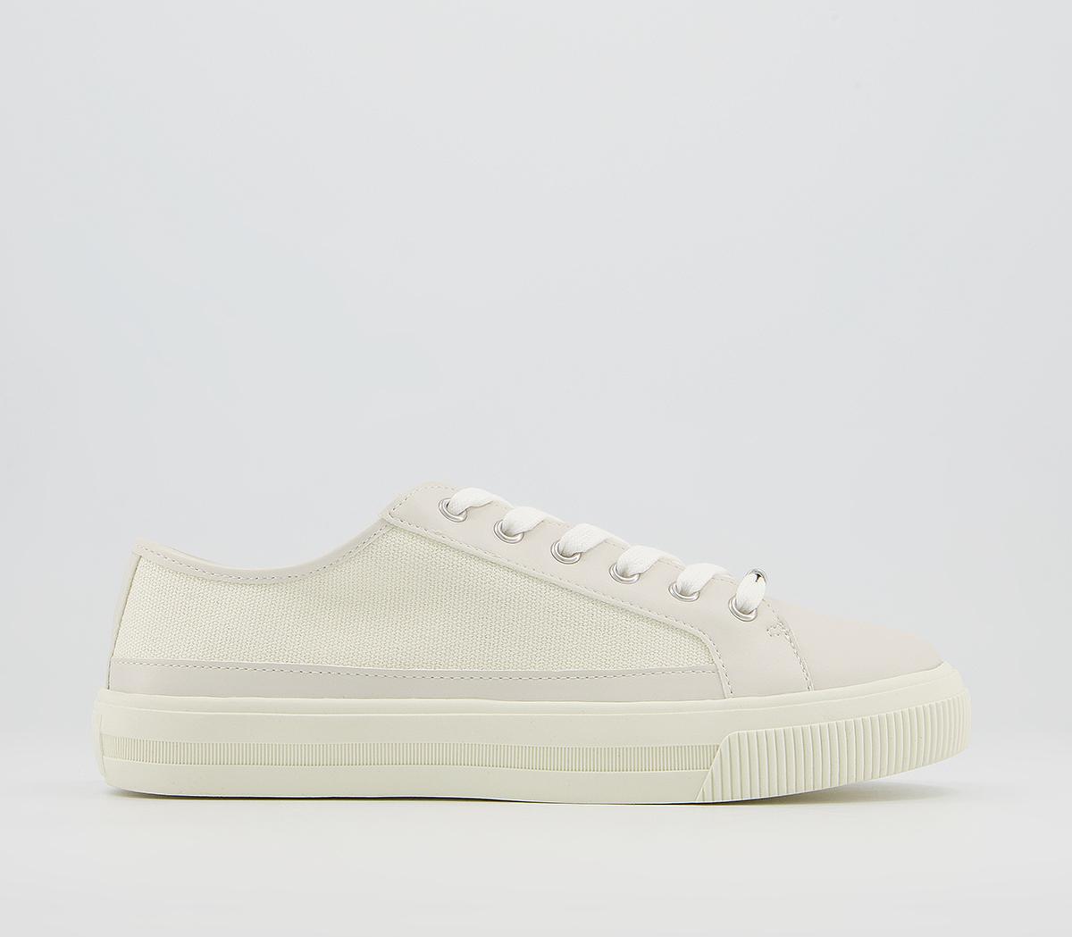 Office Finest Canvas Lace Up Trainers Office Finest Canvas Lace Up Trainers Off White Canvas Mix