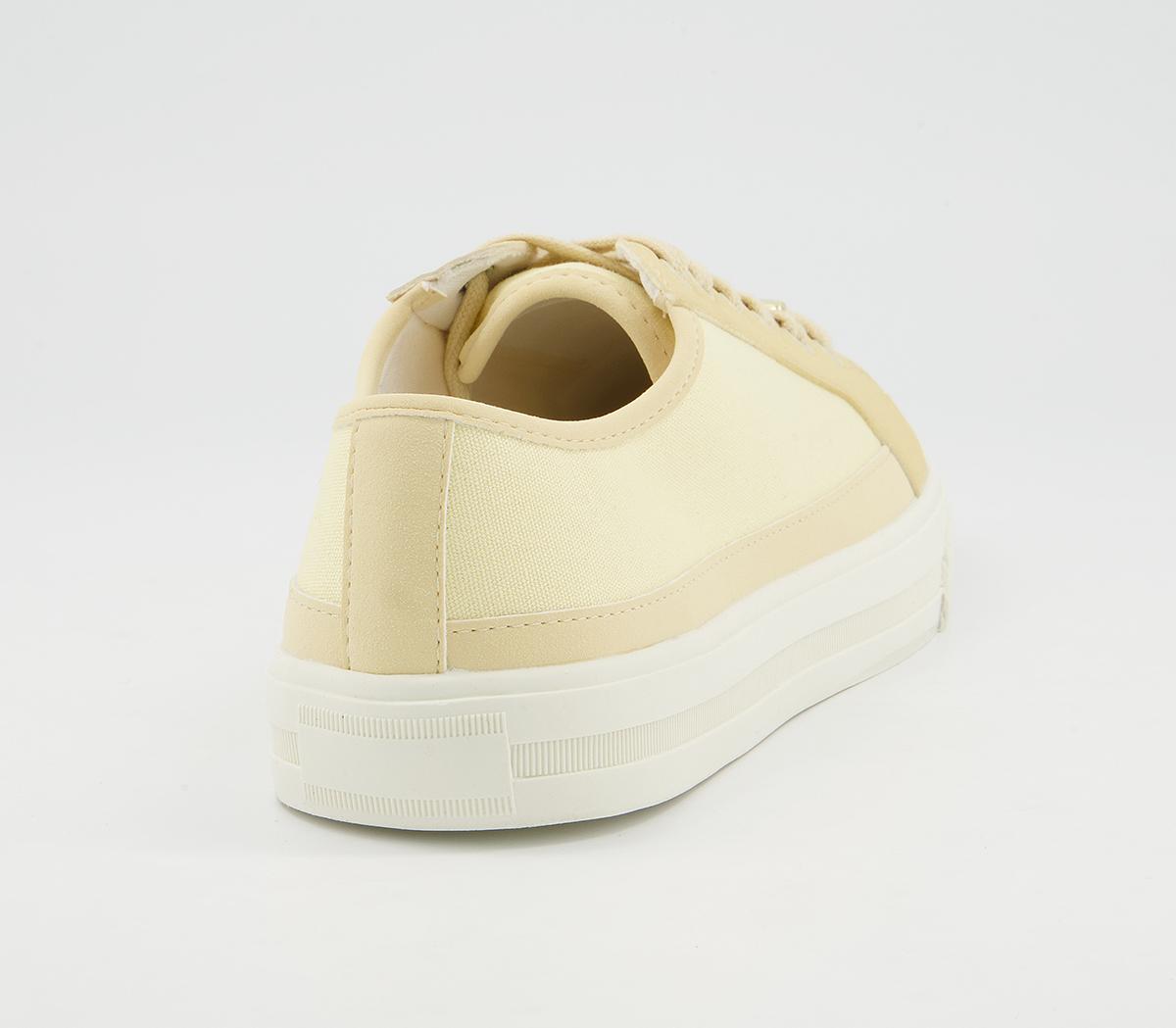Office Finest Canvas Lace Up Trainers Office Finest Canvas Lace Up Trainers Pale Yellow Canvas Mix