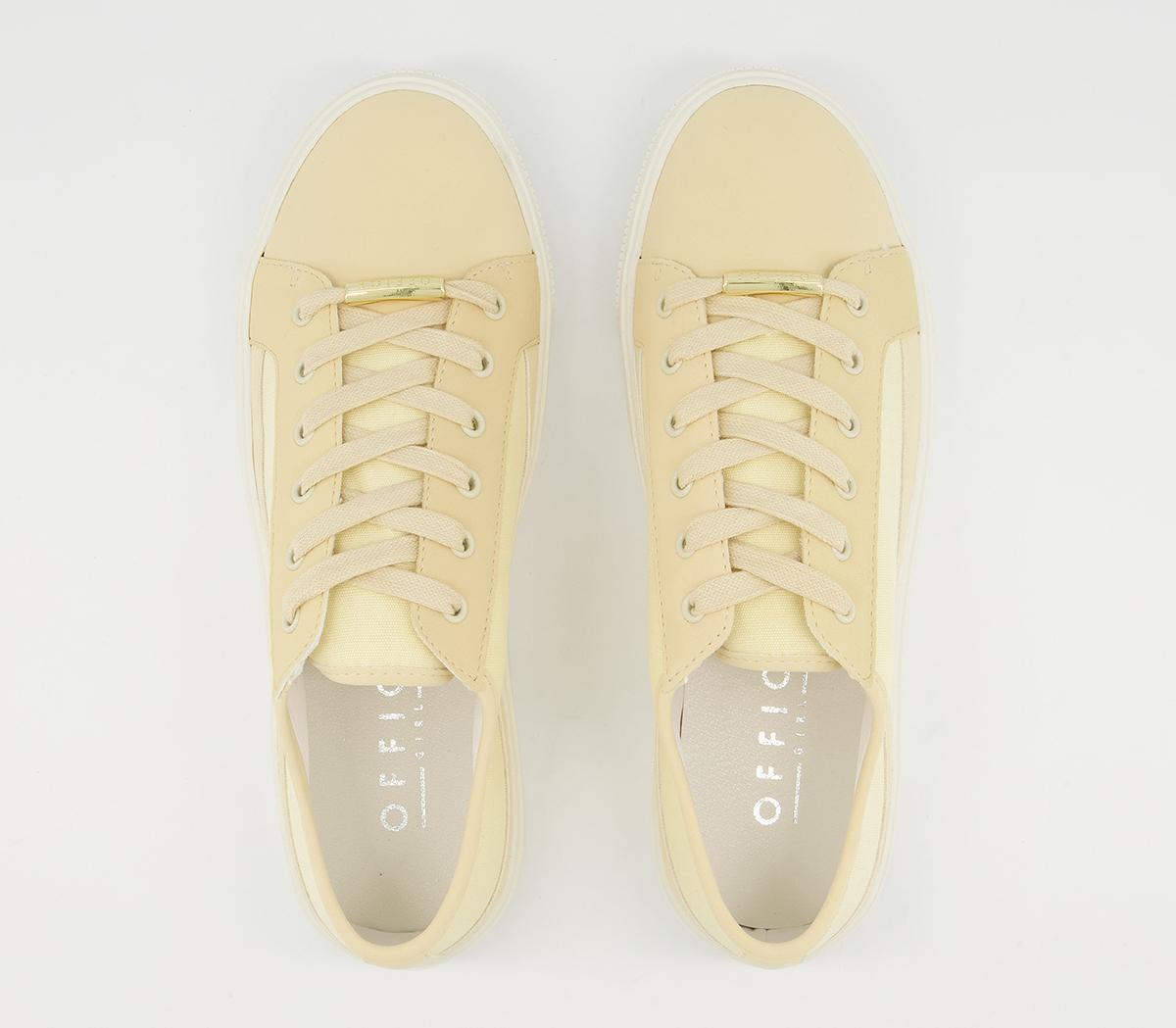 Office Finest Canvas Lace Up Trainers Office Finest Canvas Lace Up Trainers Pale Yellow Canvas Mix