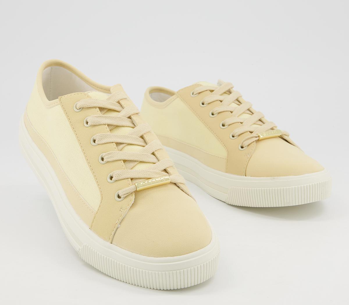 Office Finest Canvas Lace Up Trainers Office Finest Canvas Lace Up Trainers Pale Yellow Canvas Mix