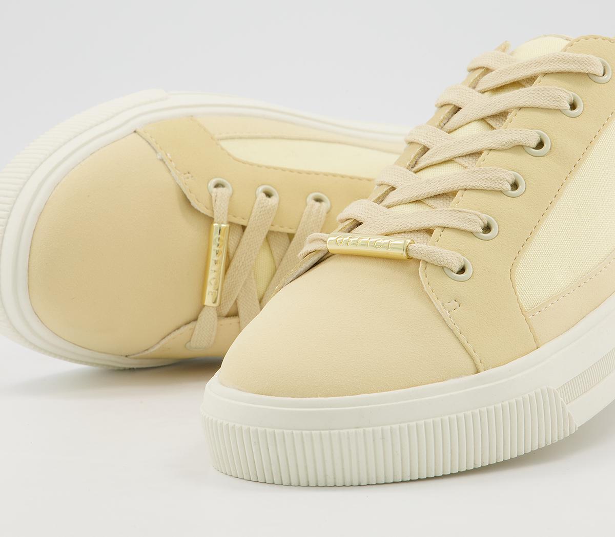 Office Finest Canvas Lace Up Trainers Office Finest Canvas Lace Up Trainers Pale Yellow Canvas Mix