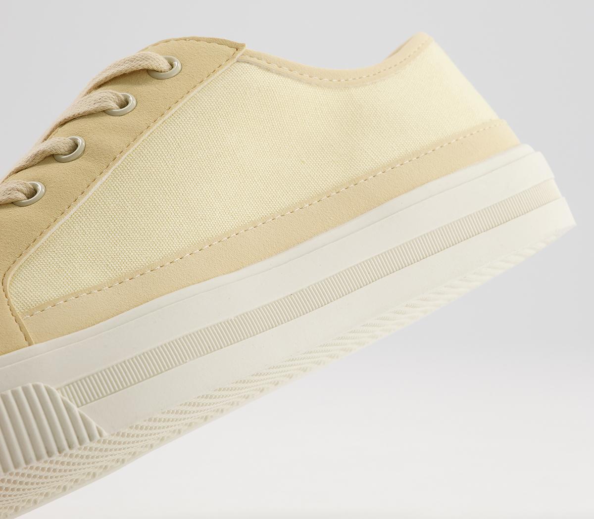 Office Finest Canvas Lace Up Trainers Office Finest Canvas Lace Up Trainers Pale Yellow Canvas Mix