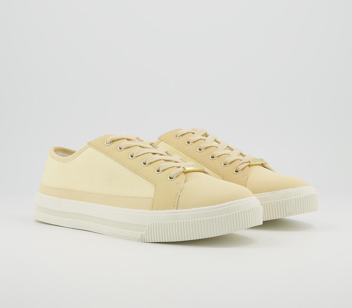 Office Finest Canvas Lace Up Trainers Office Finest Canvas Lace Up Trainers Pale Yellow Canvas Mix