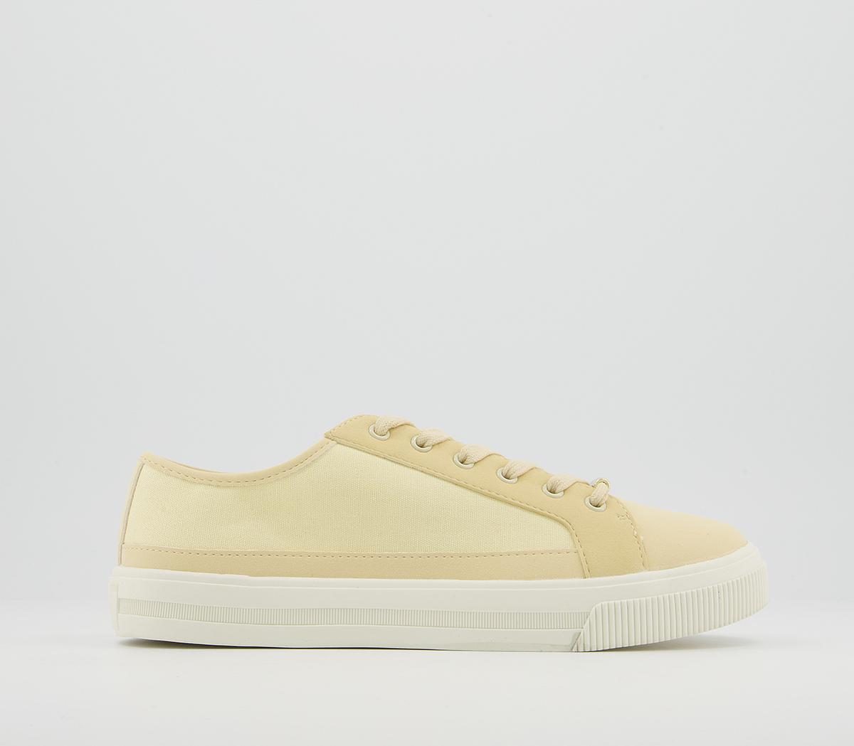Office Finest Canvas Lace Up Trainers Office Finest Canvas Lace Up Trainers Pale Yellow Canvas Mix