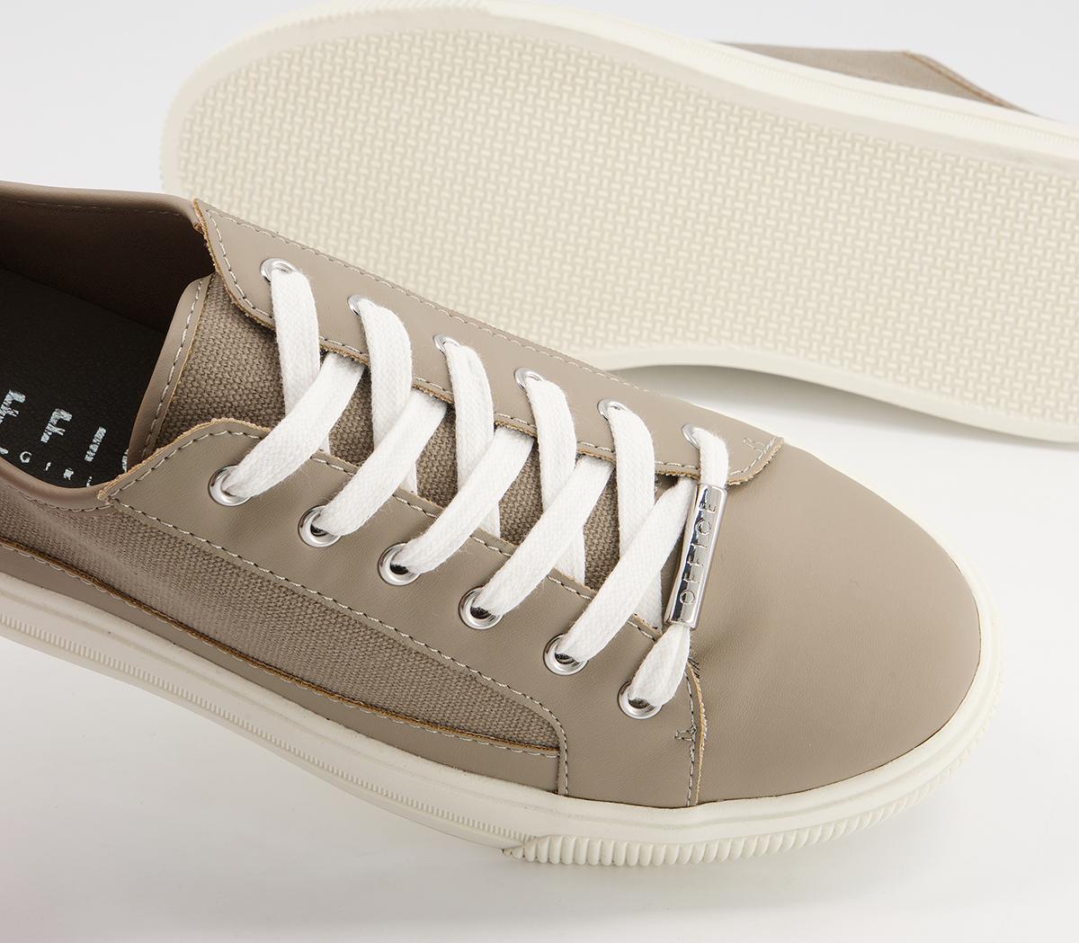 Office Finest Canvas Lace Up Trainers Office Finest Canvas Lace Up Trainers Light Khaki Canvas Mix