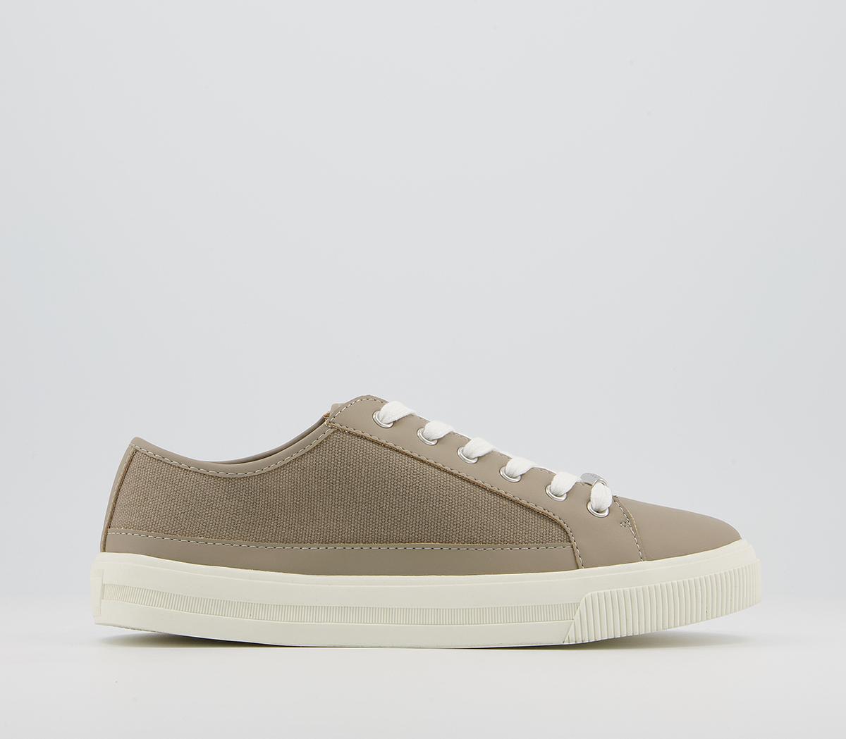 Office Finest Canvas Lace Up Trainers Office Finest Canvas Lace Up Trainers Light Khaki Canvas Mix