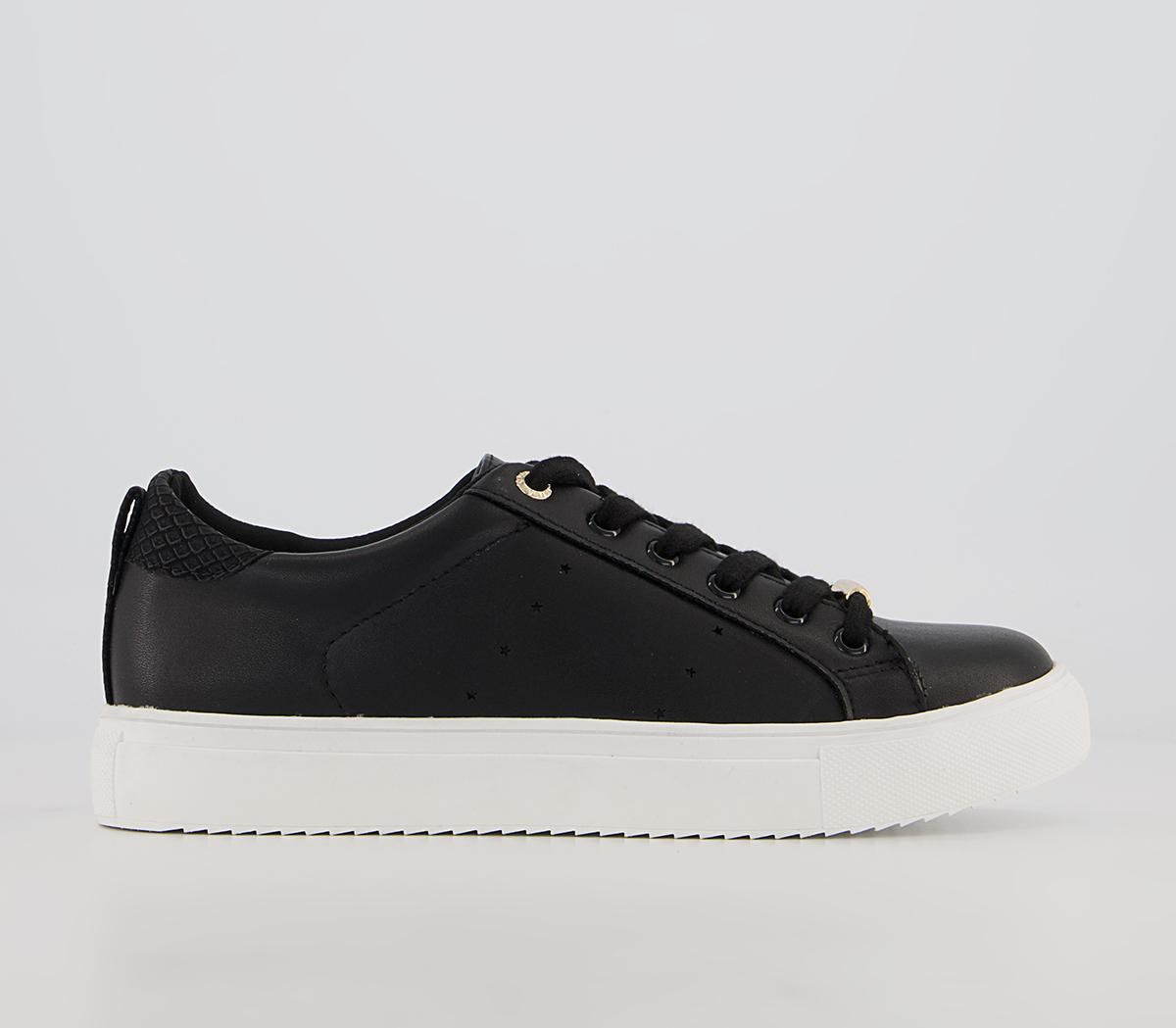 Flora Star Detail Lace Up Trainers Black Mix