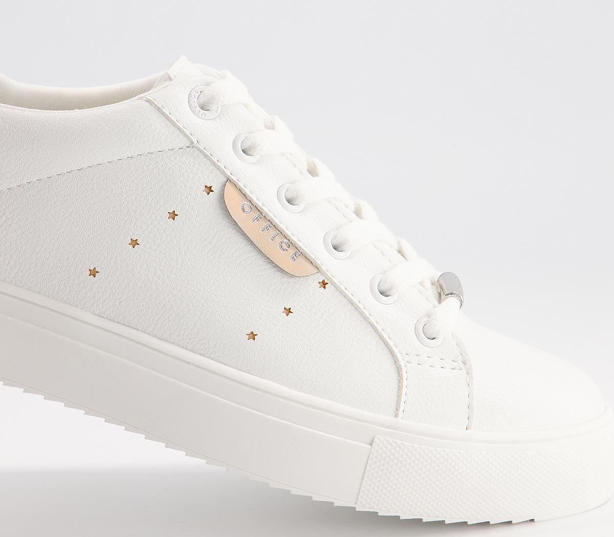 Office Flora Star Detail Lace Up Trainers Office Flora Star Detail Lace Up Trainers White Rose Gold Mix