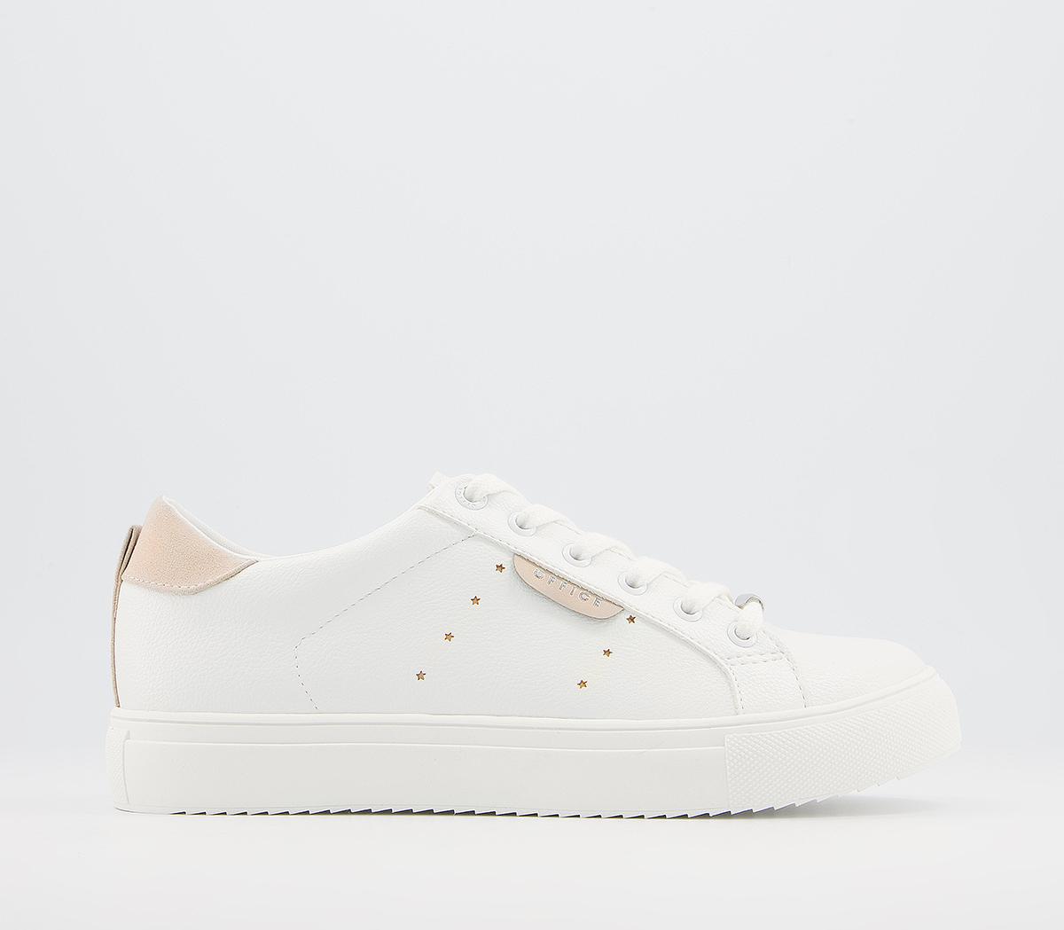 OfficeFlora Star Detail Lace Up TrainersWhite Rose Gold Mix