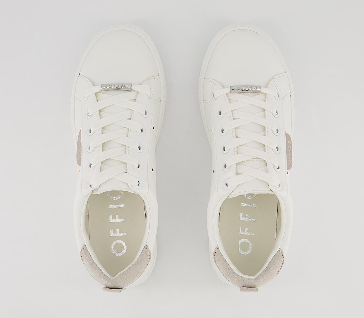 Office Flora Star Detail Lace Up Trainers Office Flora Star Detail Lace Up Trainers White Nude Mix