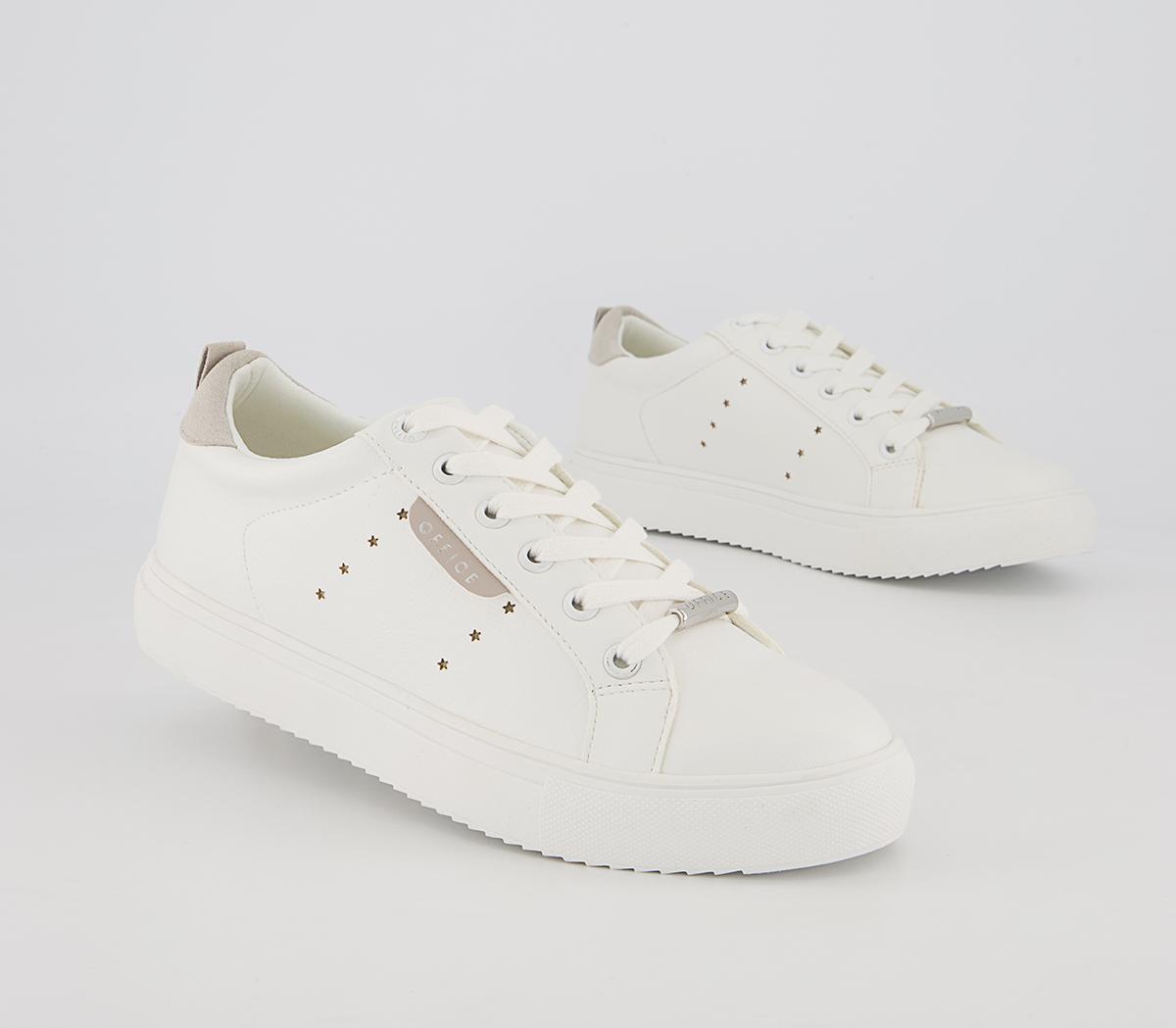 Office Flora Star Detail Lace Up Trainers Office Flora Star Detail Lace Up Trainers White Nude Mix
