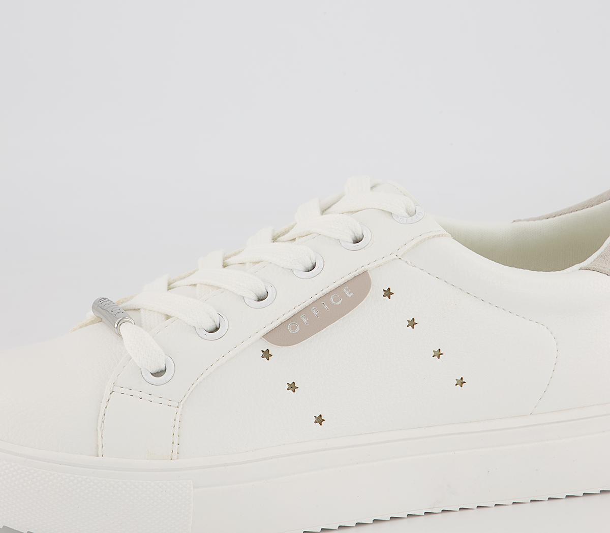 Office Flora Star Detail Lace Up Trainers Office Flora Star Detail Lace Up Trainers White Nude Mix